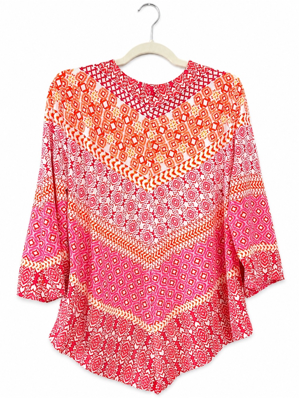 Ruby Rd. Pink & Orange Printed V-Neck Tunic - Picture 2 of 3